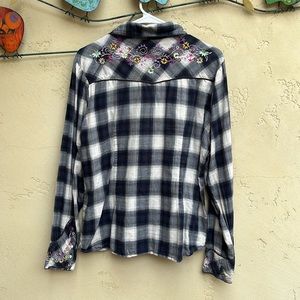 Floral Embroidered Plaid Flannel Shirt from Sundance